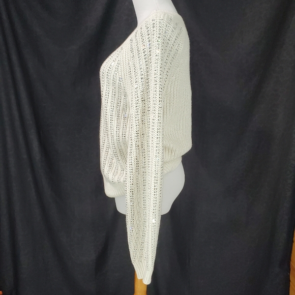 I.N.C. International Concepts Winter White V-Neck Rhinestone Sparkly Sweater S - Picture 6 of 12